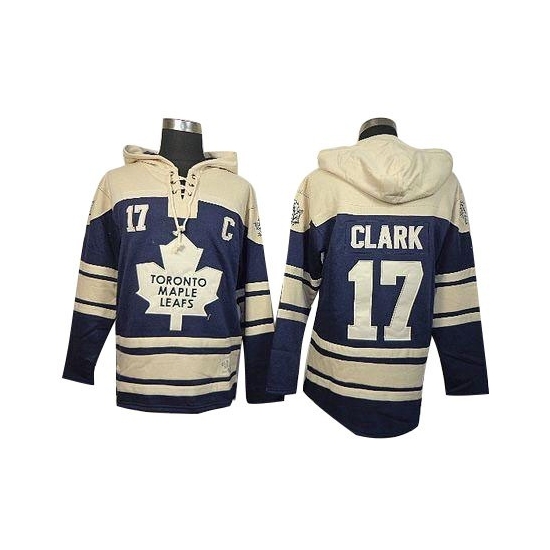 Wendel Clark Toronto Maple Leafs Old Time Hockey Authentic Sawyer Hooded Sweatshirt Jersey - Royal Blue
