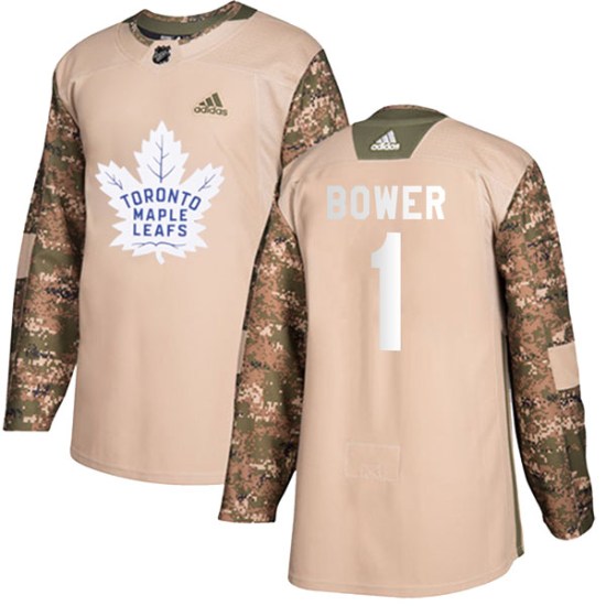 Johnny Bower Toronto Maple Leafs Youth Authentic Veterans Day Practice Adidas Jersey - Camo
