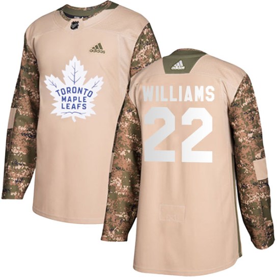Tiger Williams Toronto Maple Leafs Youth Authentic Veterans Day Practice Adidas Jersey - Camo