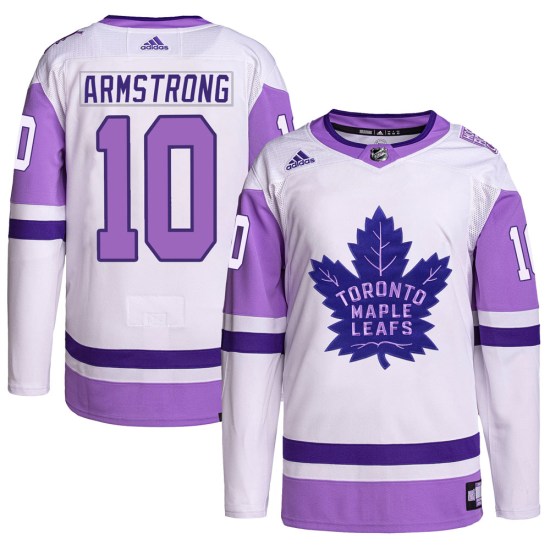 George Armstrong Toronto Maple Leafs Authentic Hockey Fights Cancer Primegreen Adidas Jersey - White/Purple