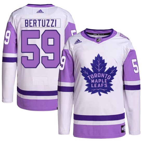 Tyler Bertuzzi Toronto Maple Leafs Authentic Hockey Fights Cancer Primegreen Adidas Jersey - White/Purple