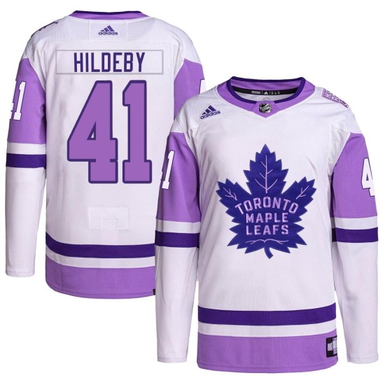 Dennis Hildeby Toronto Maple Leafs Authentic Hockey Fights Cancer Primegreen Adidas Jersey - White/Purple