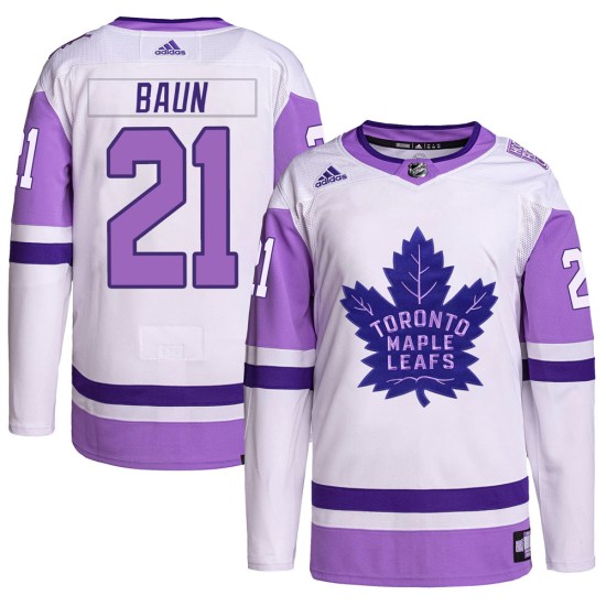 Bobby Baun Toronto Maple Leafs Youth Authentic Hockey Fights Cancer Primegreen Adidas Jersey - White/Purple