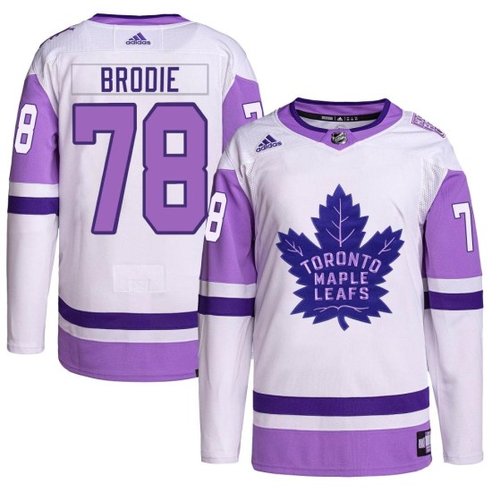 TJ Brodie Toronto Maple Leafs Youth Authentic Hockey Fights Cancer Primegreen Adidas Jersey - White/Purple