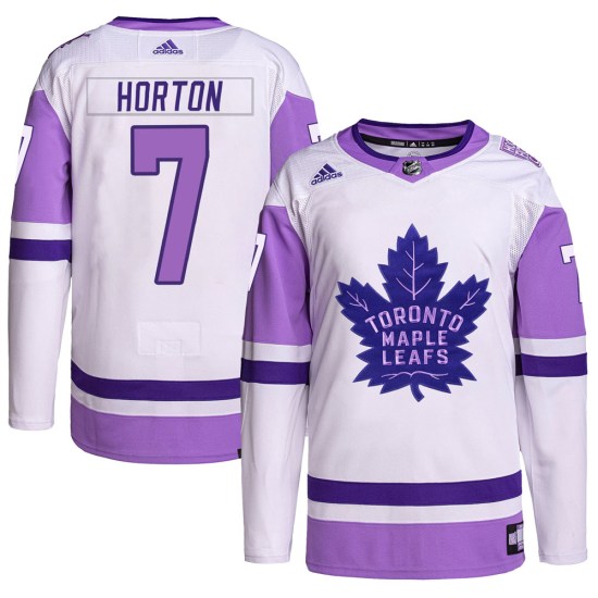 Tim Horton Toronto Maple Leafs Youth Authentic Hockey Fights Cancer Primegreen Adidas Jersey - White/Purple