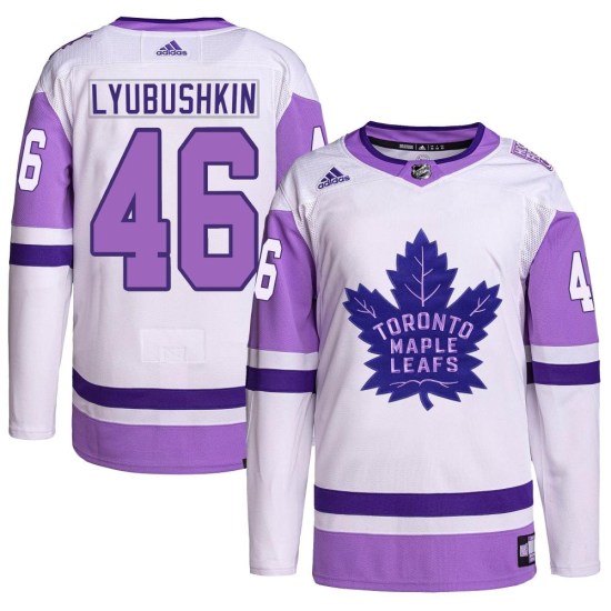 Ilya Lyubushkin Toronto Maple Leafs Youth Authentic Hockey Fights Cancer Primegreen Adidas Jersey - White/Purple