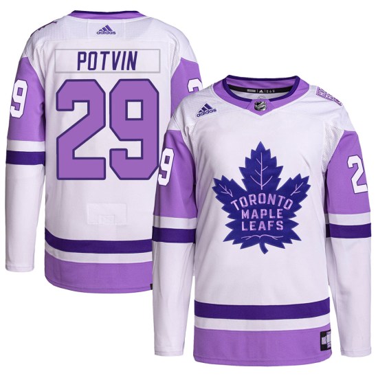 Felix Potvin Toronto Maple Leafs Youth Authentic Hockey Fights Cancer Primegreen Adidas Jersey - White/Purple