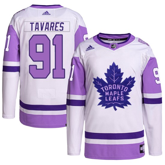 John Tavares Toronto Maple Leafs Youth Authentic Hockey Fights Cancer Primegreen Adidas Jersey - White/Purple