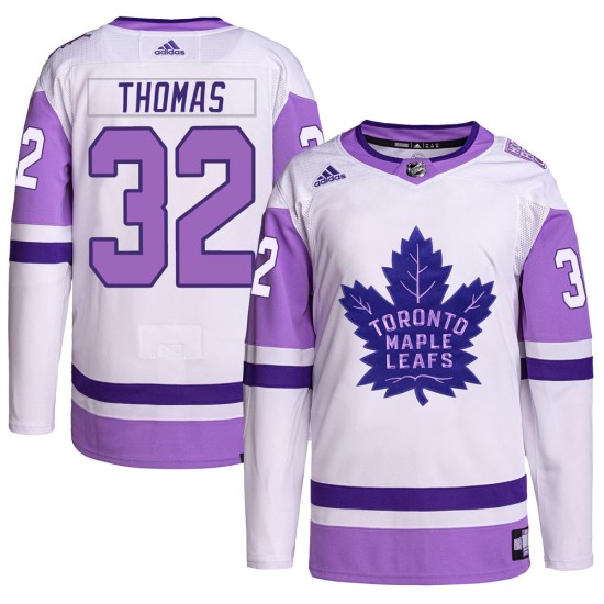 Steve Thomas Toronto Maple Leafs Youth Authentic Hockey Fights Cancer Primegreen Adidas Jersey - White/Purple