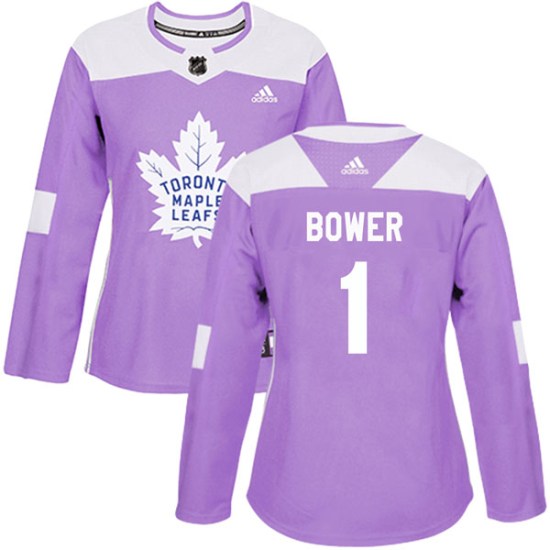 Johnny Bower Toronto Maple Leafs Women's Authentic Fights Cancer Practice Adidas Jersey - Purple