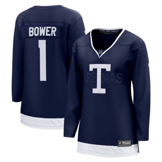 Johnny Bower Toronto Maple Leafs Women's Breakaway 2022 Heritage Classic Fanatics Branded Jersey - Navy