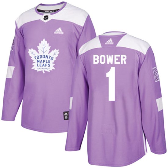 Johnny Bower Toronto Maple Leafs Authentic Fights Cancer Practice Adidas Jersey - Purple