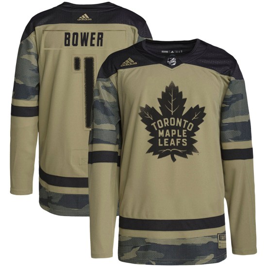 Johnny Bower Toronto Maple Leafs Authentic Military Appreciation Practice Adidas Jersey - Camo